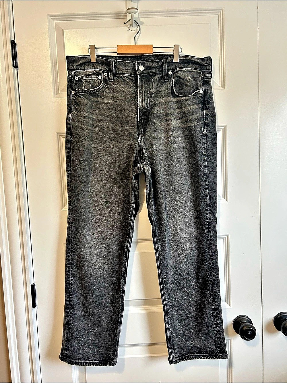American Eagle Super High Rise Ankle Straight Jean Black Size 16